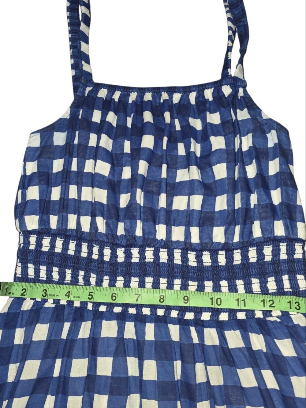 Cleobella Patrice Midi Dress Small Blue White Gingham Organic Cotton Pockets - Picture 7 of 12